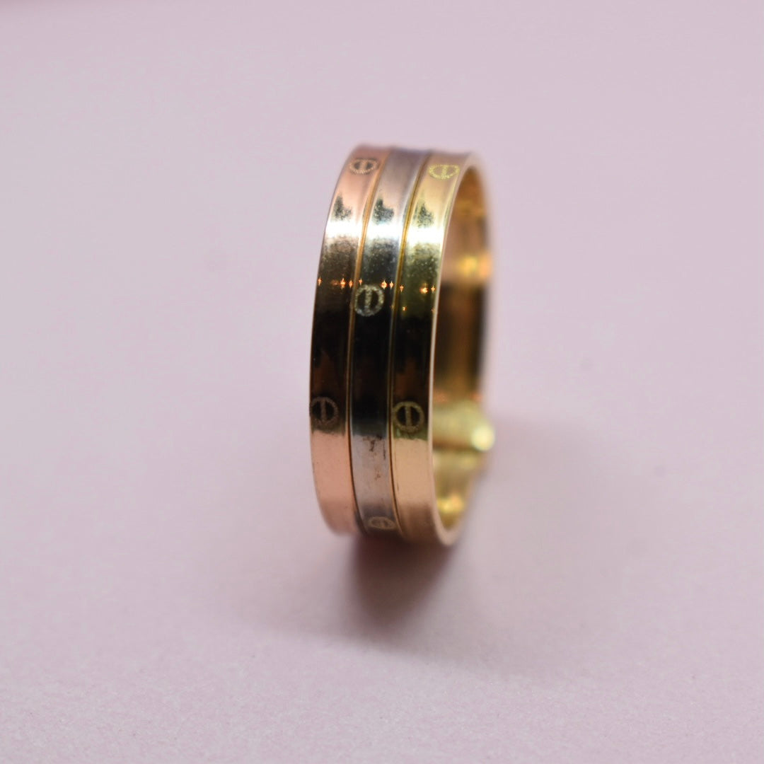 Real 18K Yellow Gold - SJCART Triple Layer Love Ring (Sizes Available)