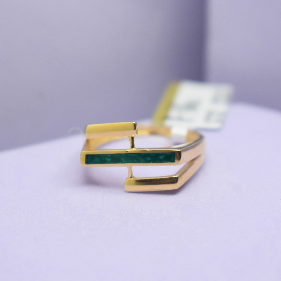 *SUMMER COLLECTION* 18K Gold - Green Line Enamel Ring