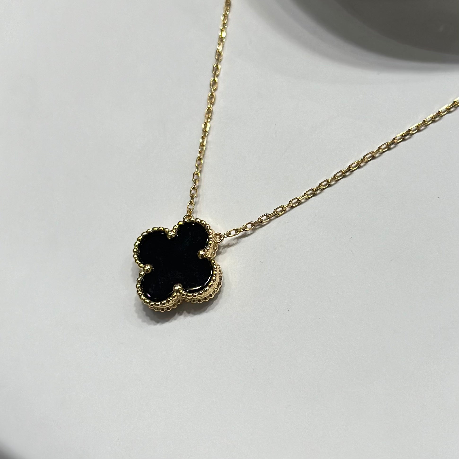 Real 18K Yellow Gold - SJVC 14mm Black Necklace