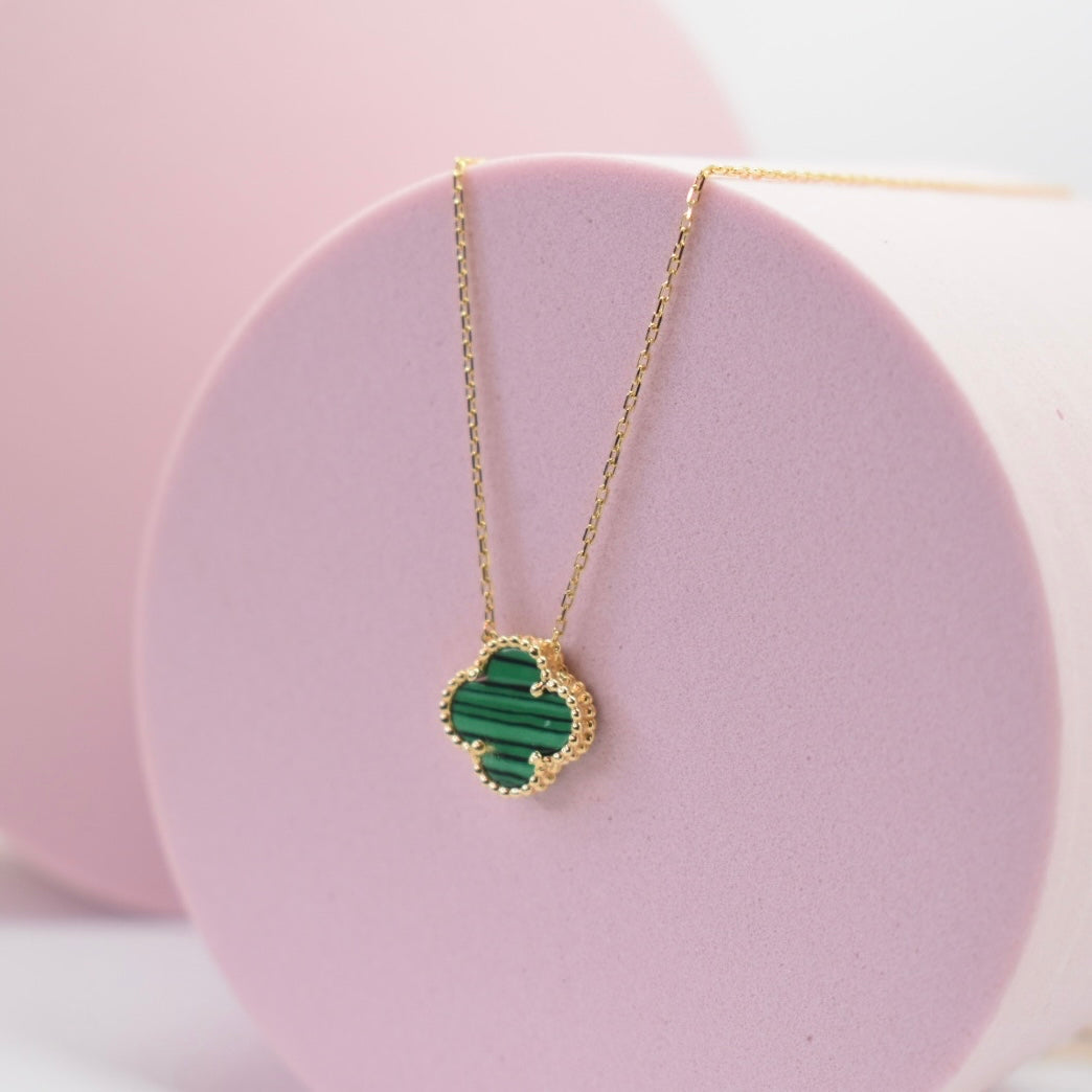 Real 18K Yellow Gold - SJVC 10mm Green Necklace