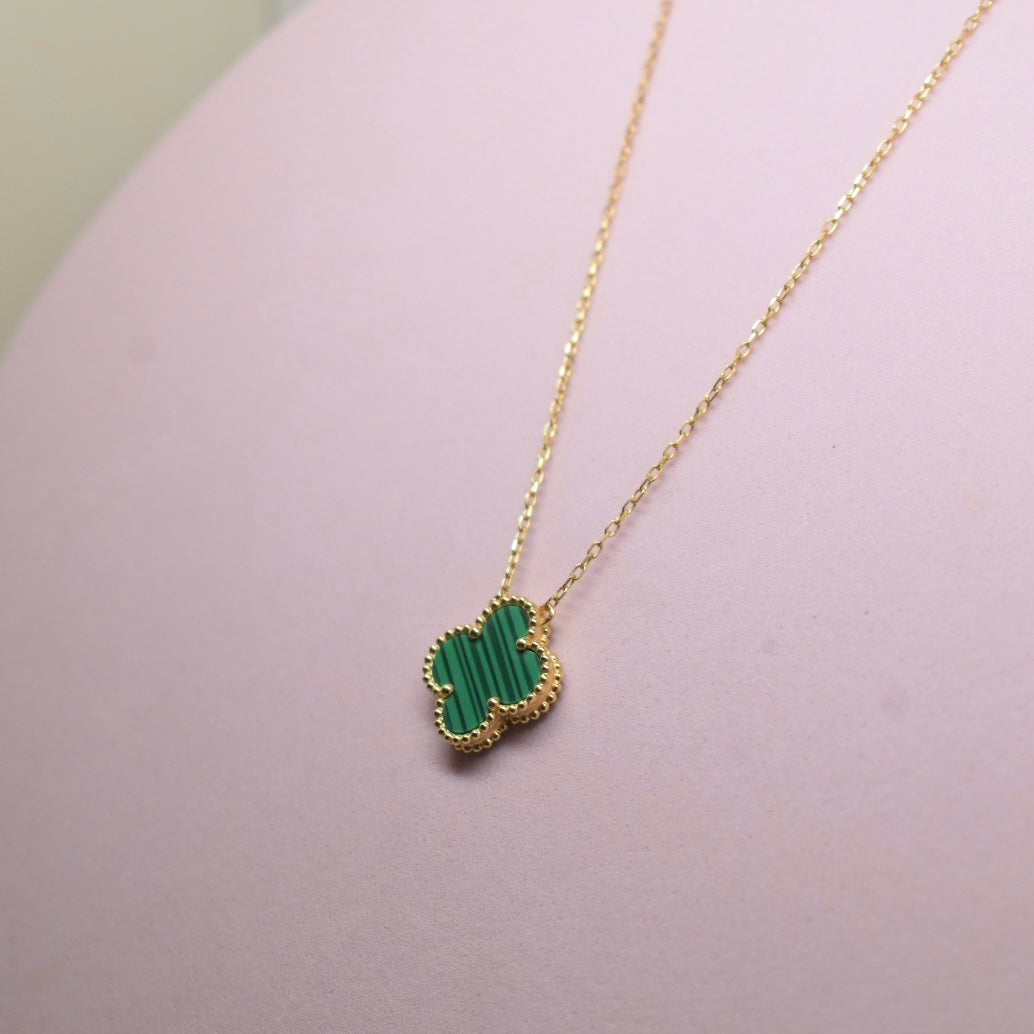 *Thin Light Weight* 18K Gold - SJVC Green Necklace