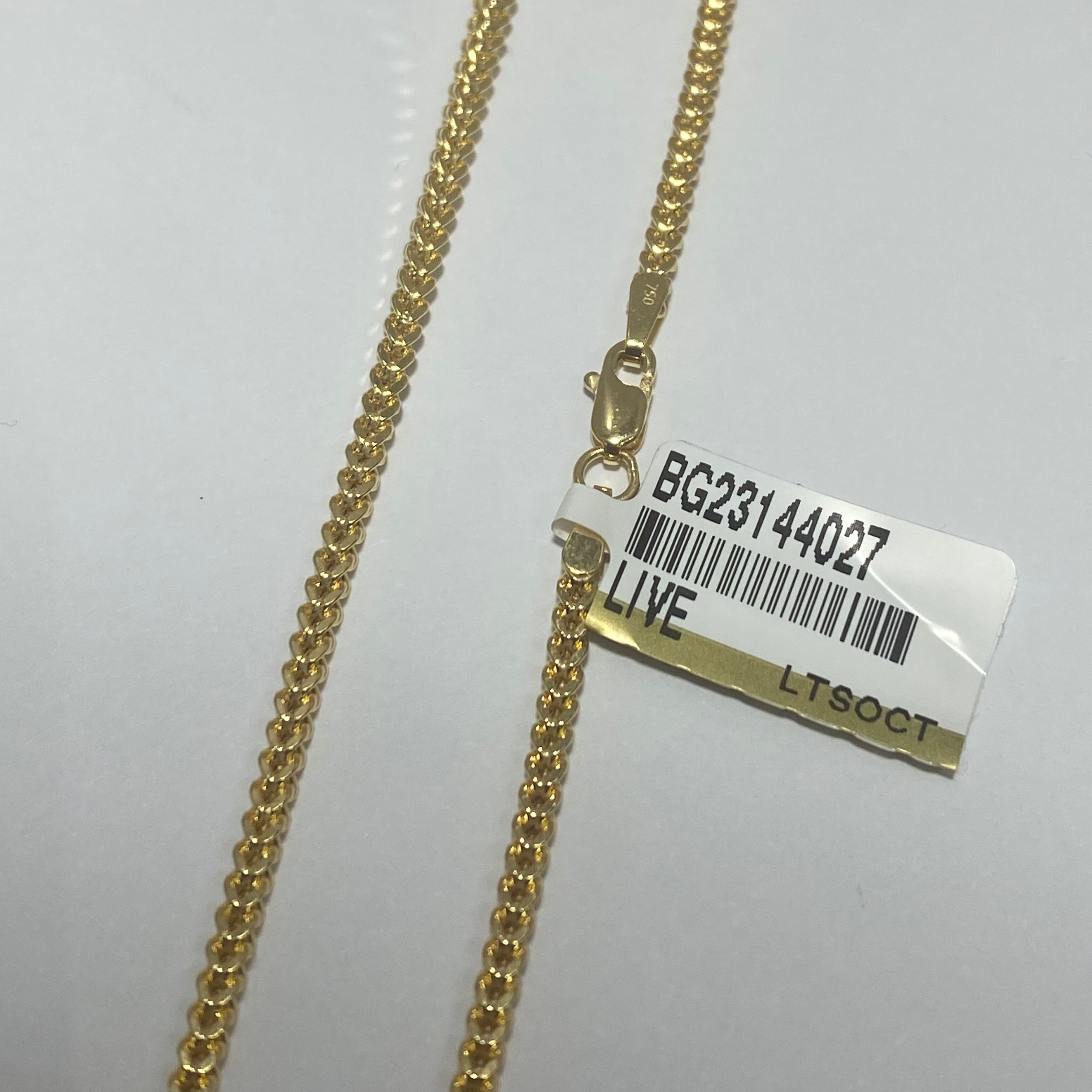 Real 18K Yellow Gold - Unisex Thick V Chain