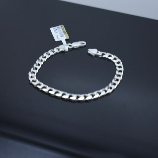 925 Sterling Silver - Flat Square Link Bracelet