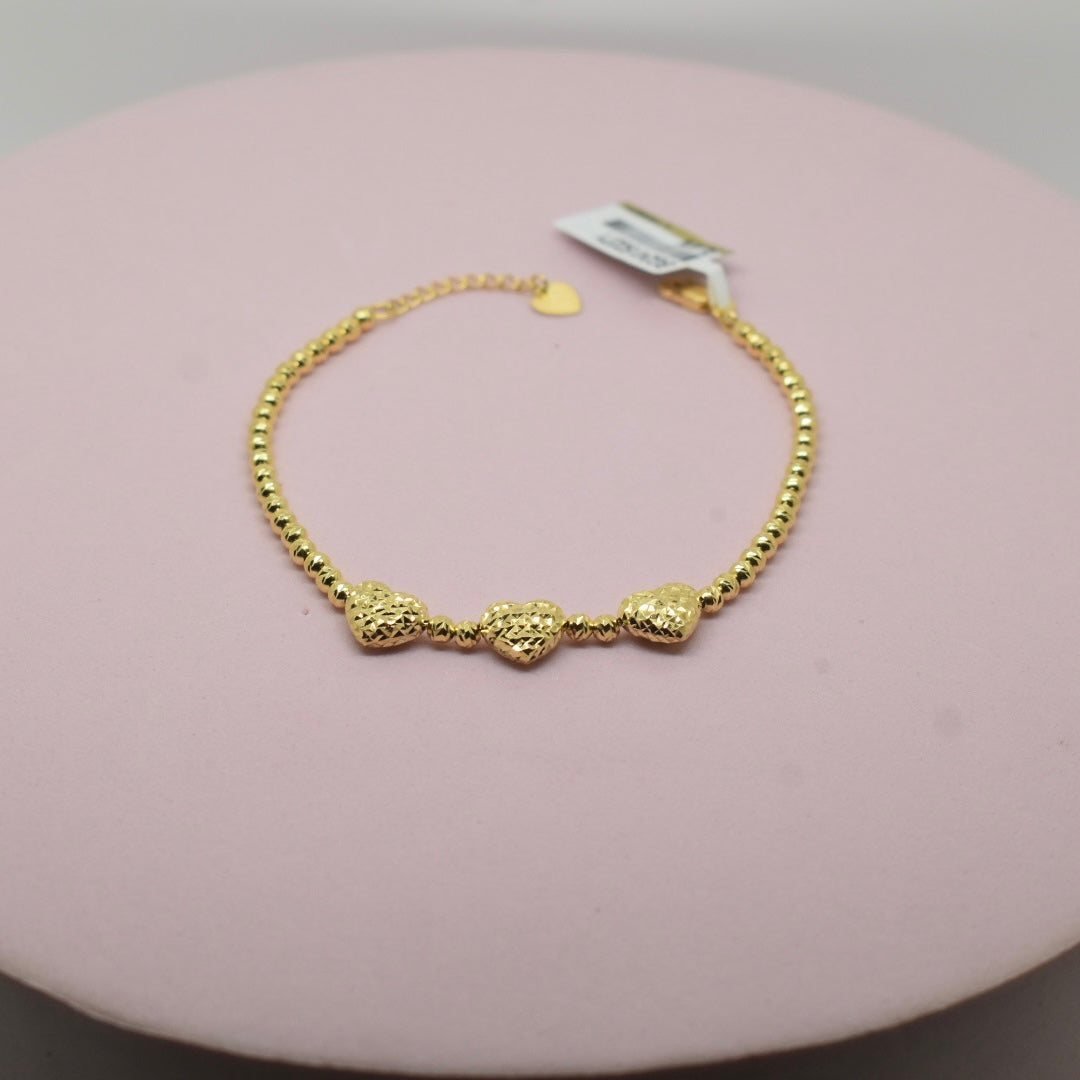 18K Gold - Heart Bubble Bracelet