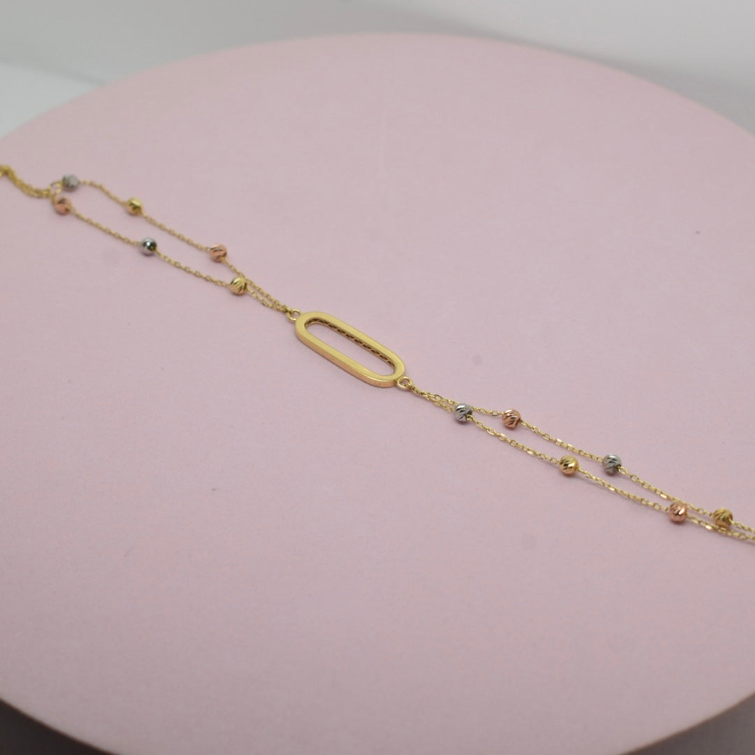 Real 18K Yellow Gold - Clip Double Chain Bracelet