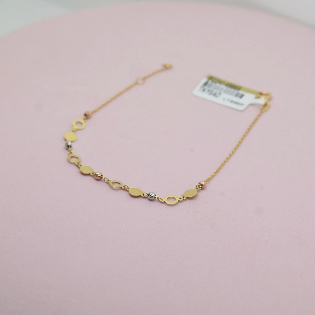 Real 18K Yellow Gold - Circle Ball Chain Bracelet