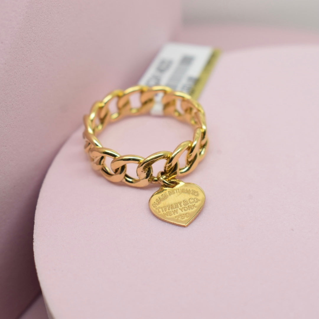 *LIMITED* Real 18K Yellow Gold - SJTFNY Heart Charm Band Ring