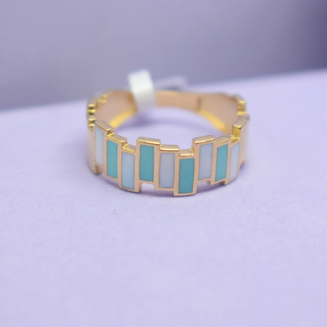 *SUMMER COLLECTION* 18K Gold - Bar Light Blue Enamel Ring