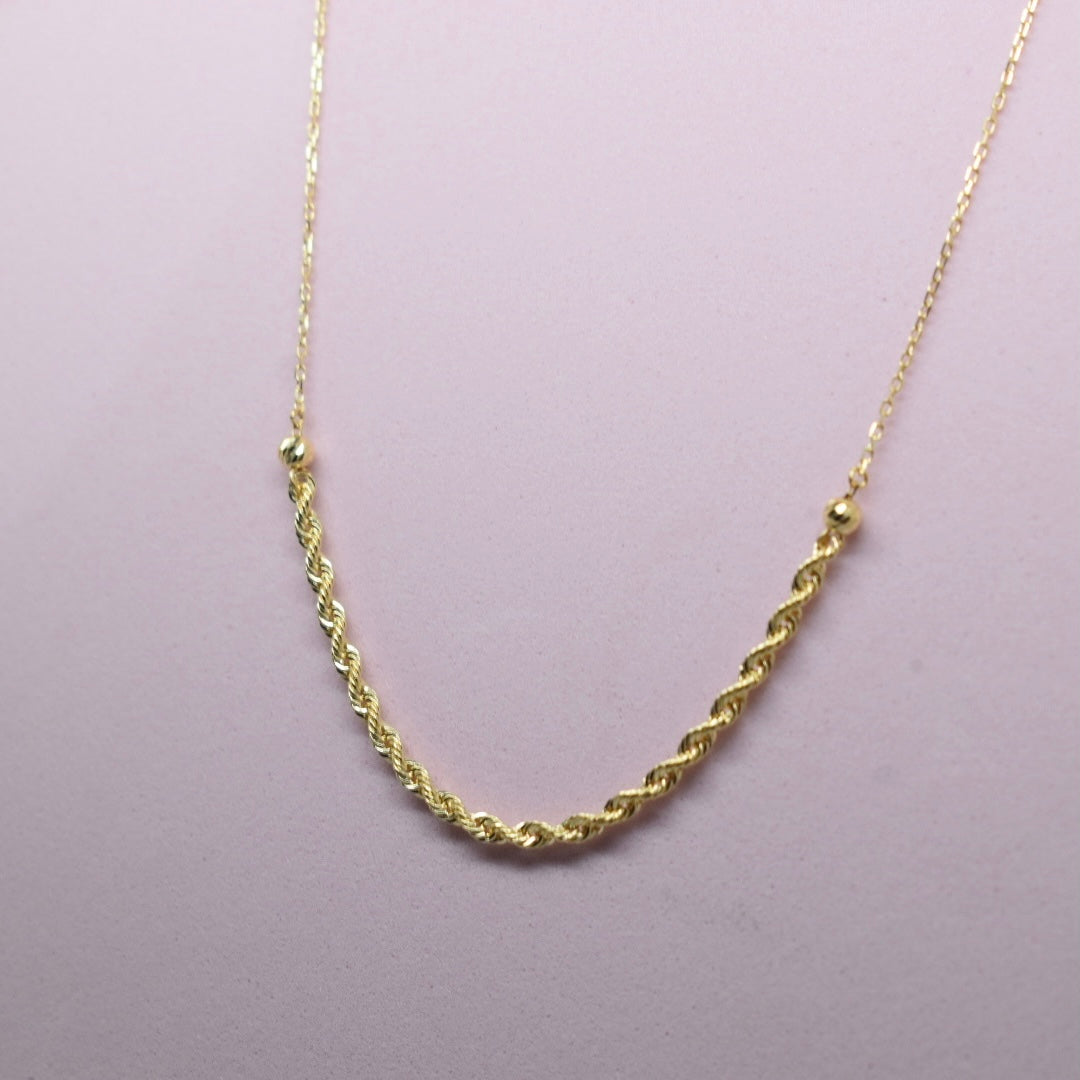 *LIMITED* 18K Gold - Half Rope Ball Necklace