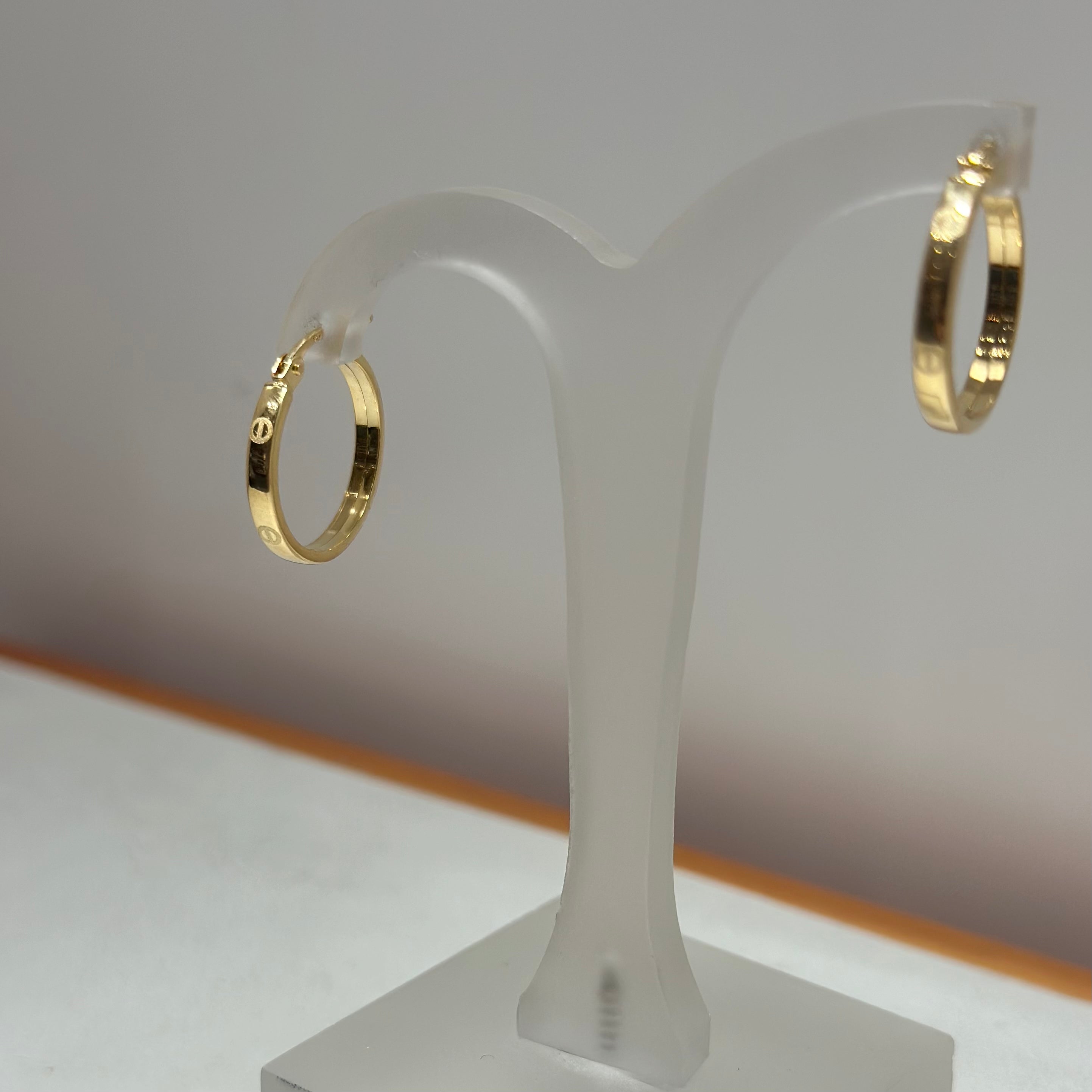 Real 18K Yellow Gold - Love Hoop Earrings