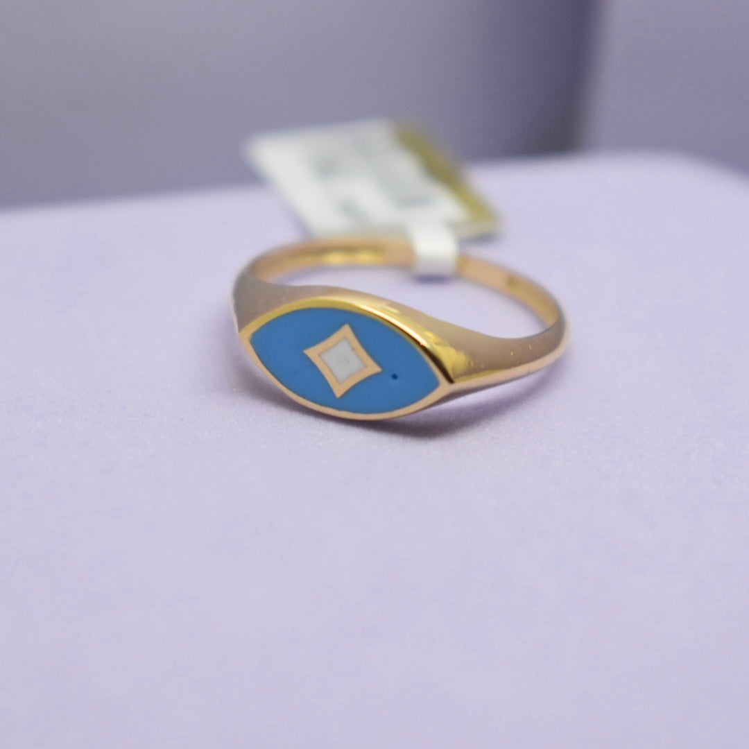 *SUMMER COLLECTION* 18K Gold - Blue Eye Enamel Ring