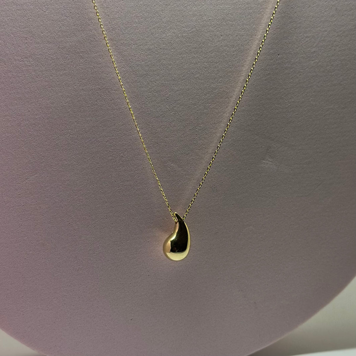 Real 18K Yellow Gold - Chunky Teardrop Extra Small Thin Necklace
