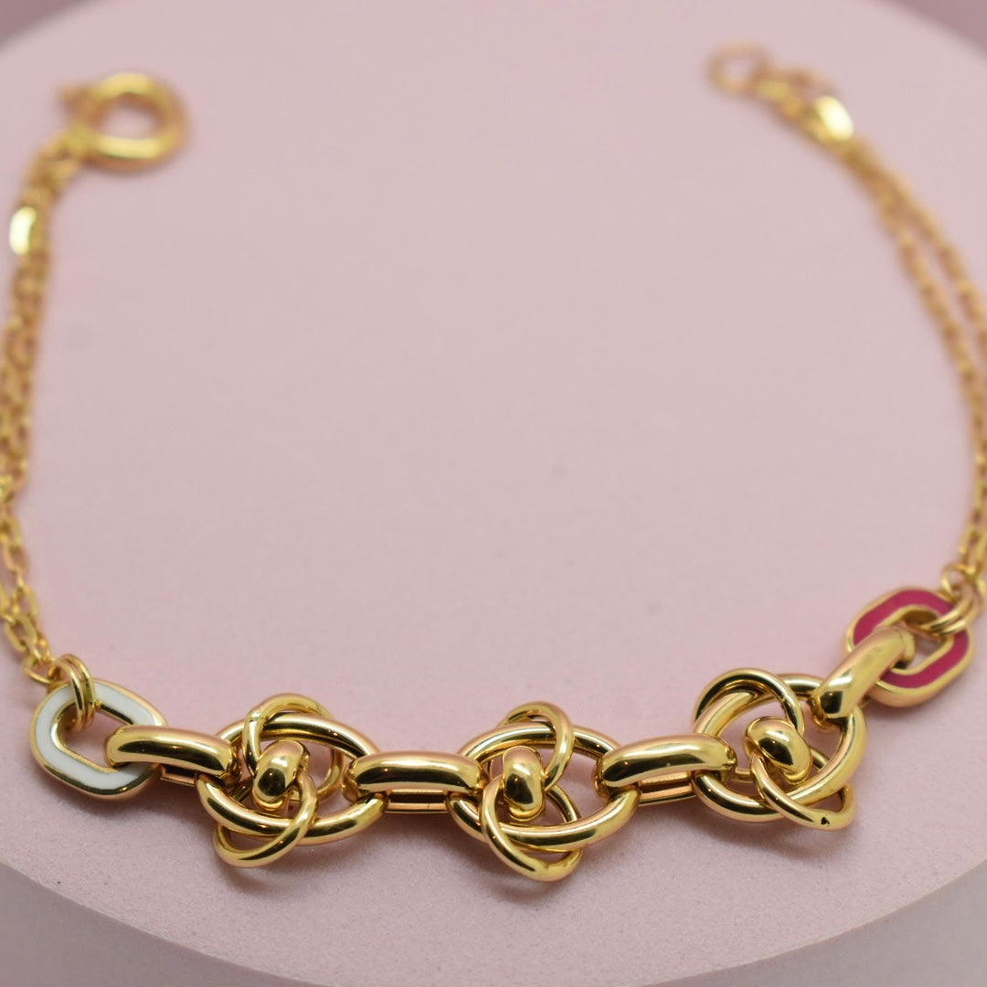 *NEW* Real 18K Yellow Gold - Hollow Link Chain Color Bracelet