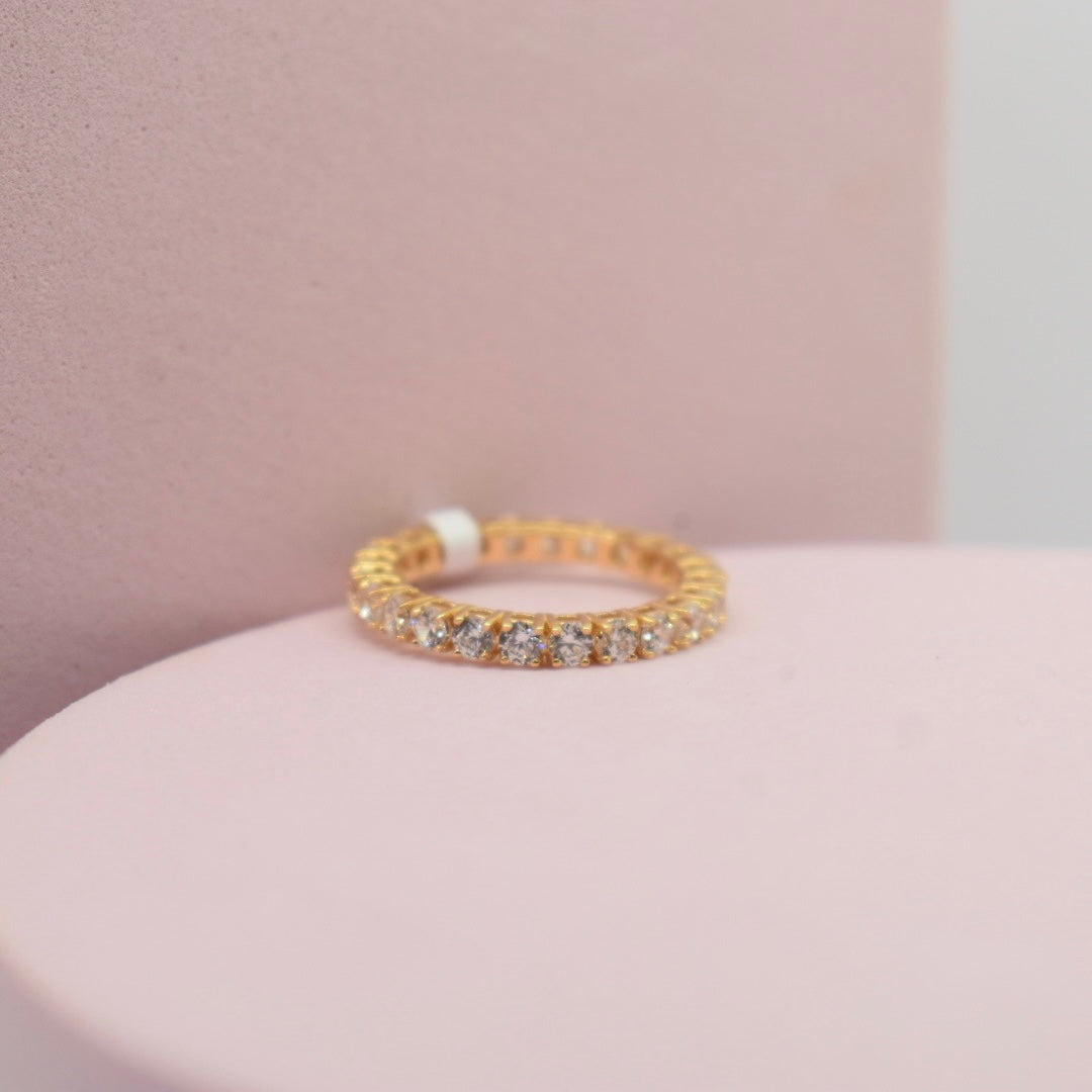 Real 18K Yellow Gold - Eternity Band Ring