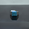 925 Sterling Silver - Blue Men Aqeeq Ring
