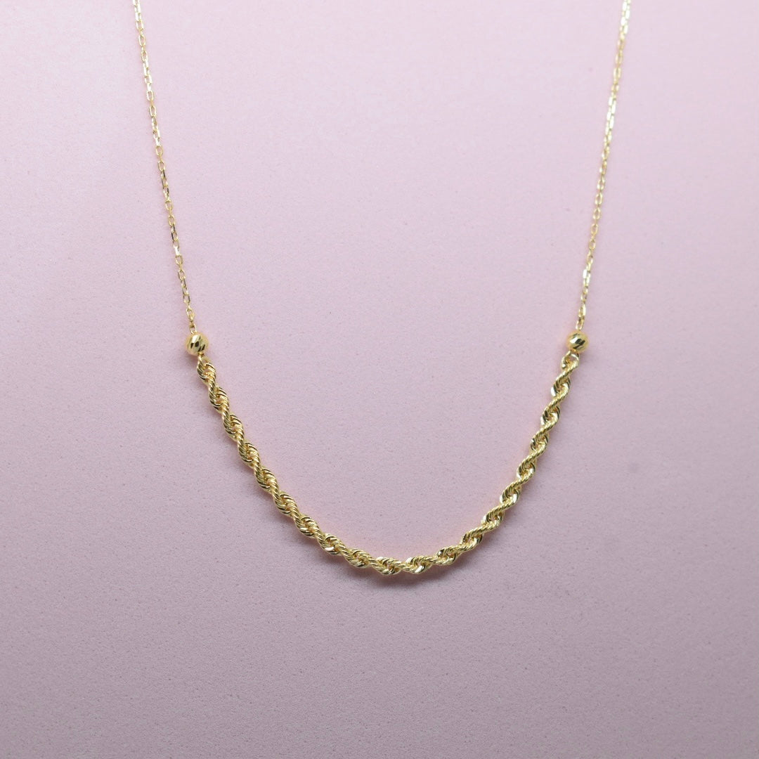 *LIMITED* 18K Gold - Half Rope Ball Necklace