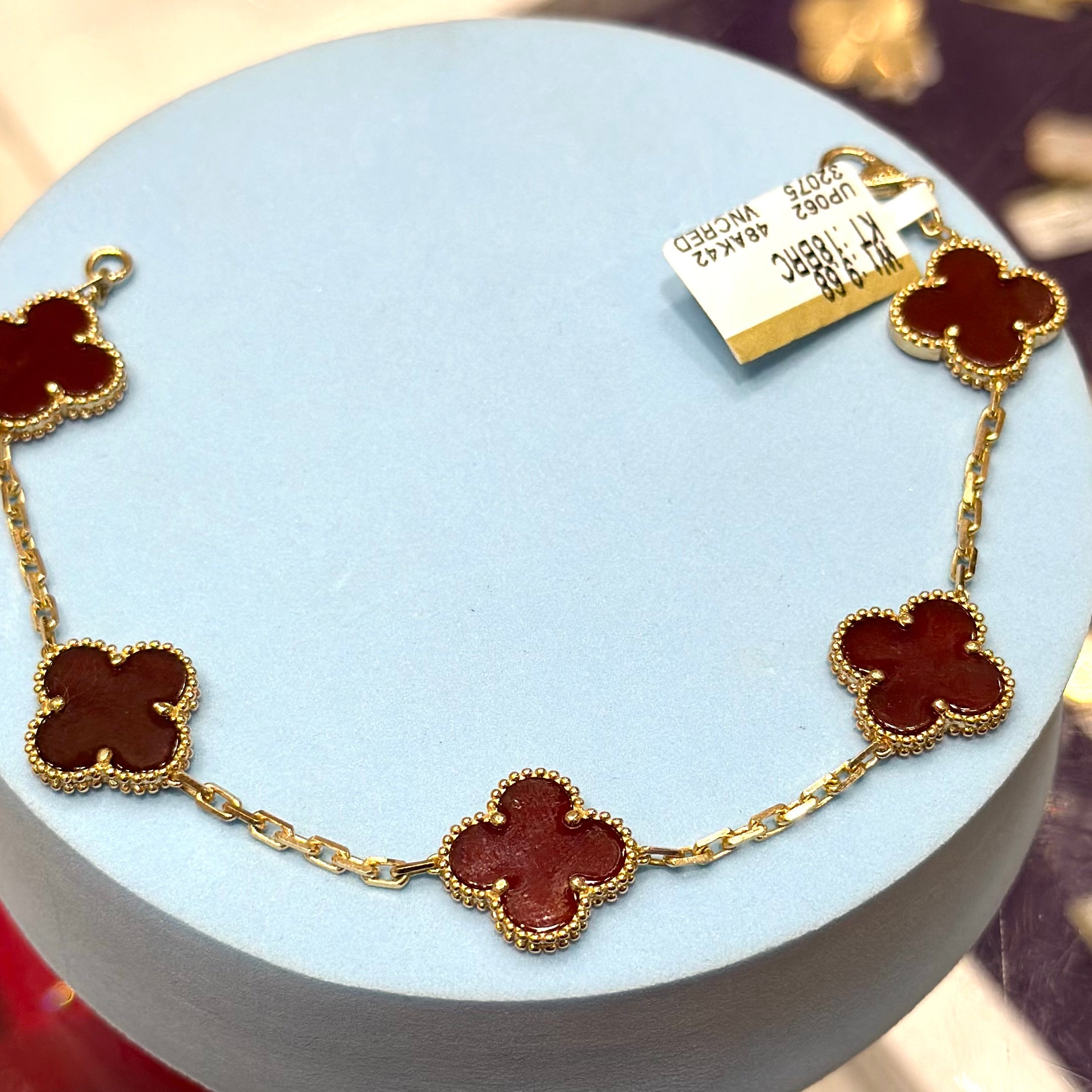 Real 18K Yellow Gold - SJVC Red 5 Flower Bracelet