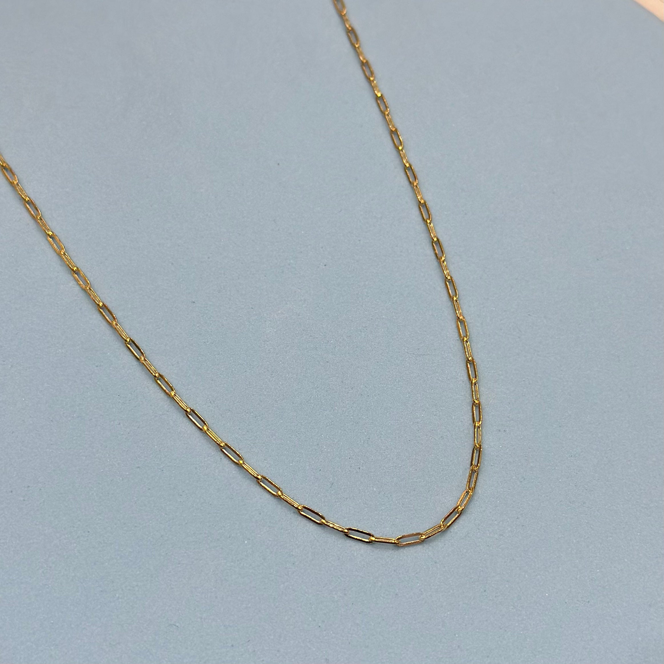 Real 18K Yellow Gold - Ultra Thin Paper Clip Chain