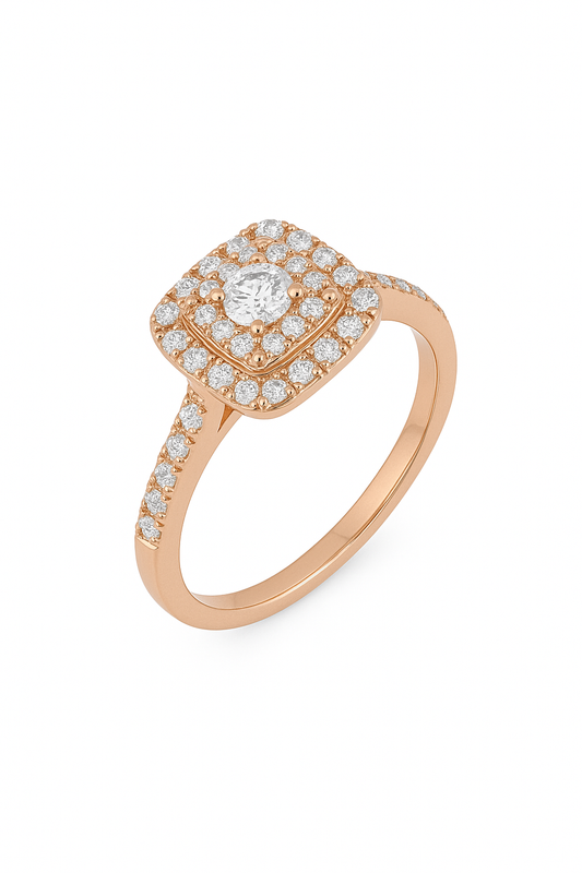 925 Sterling Silver - Yellow Cushion Cut Ring