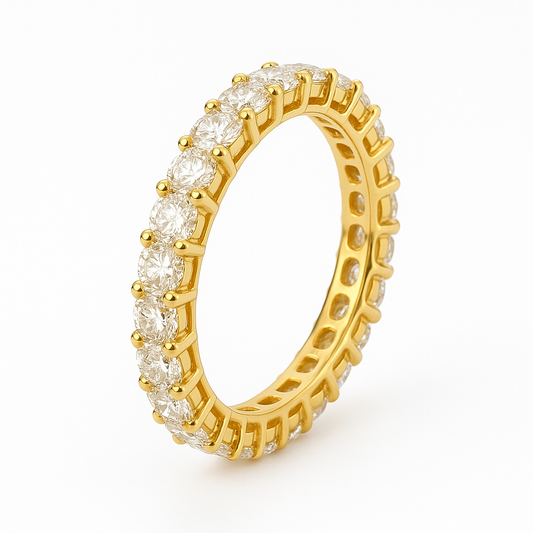 925 Sterling Silver - Yellow Zircon Band Ring