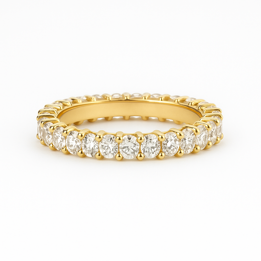 925 Sterling Silver - Yellow Zircon Band Ring