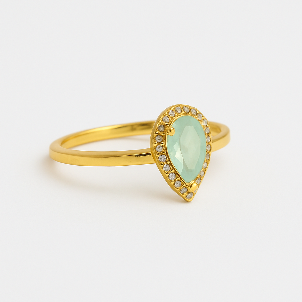 925 Sterling Silver - Yellow Zircon Drop Ring