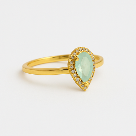 925 Sterling Silver - Yellow Zircon Drop Ring