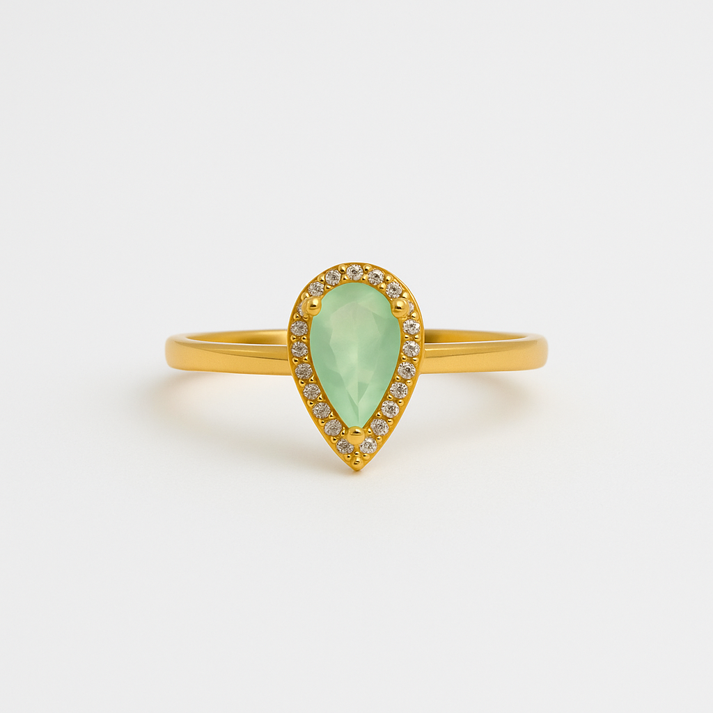 925 Sterling Silver - Yellow Zircon Drop Ring