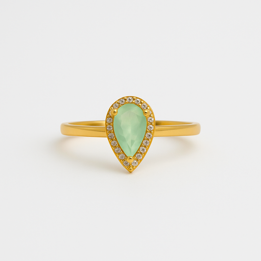 925 Sterling Silver - Yellow Zircon Drop Ring