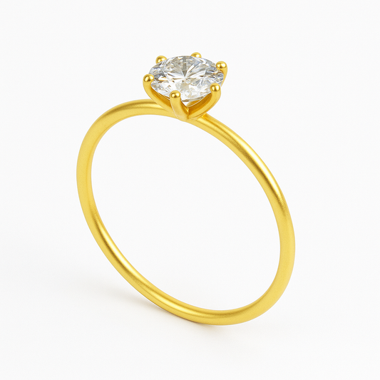 925 Sterling Silver - Yellow Zircon Solitaire Ring