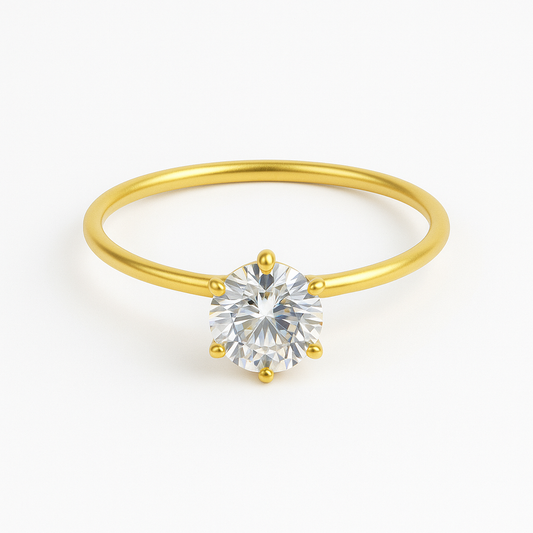 925 Sterling Silver - Yellow Zircon Solitaire Ring
