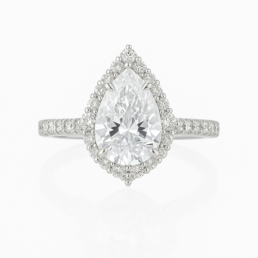 925 Sterling Silver - Halo Drop Ring