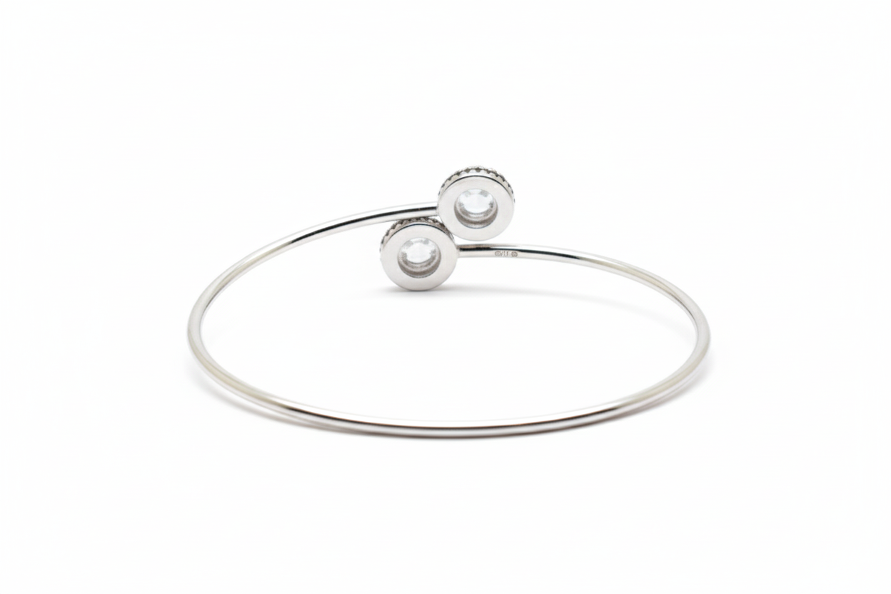 Premium Sterling Silver - Minimal Circle Zircon Bangle