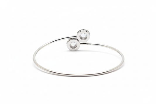 Premium Sterling Silver - Minimal Circle Zircon Bangle