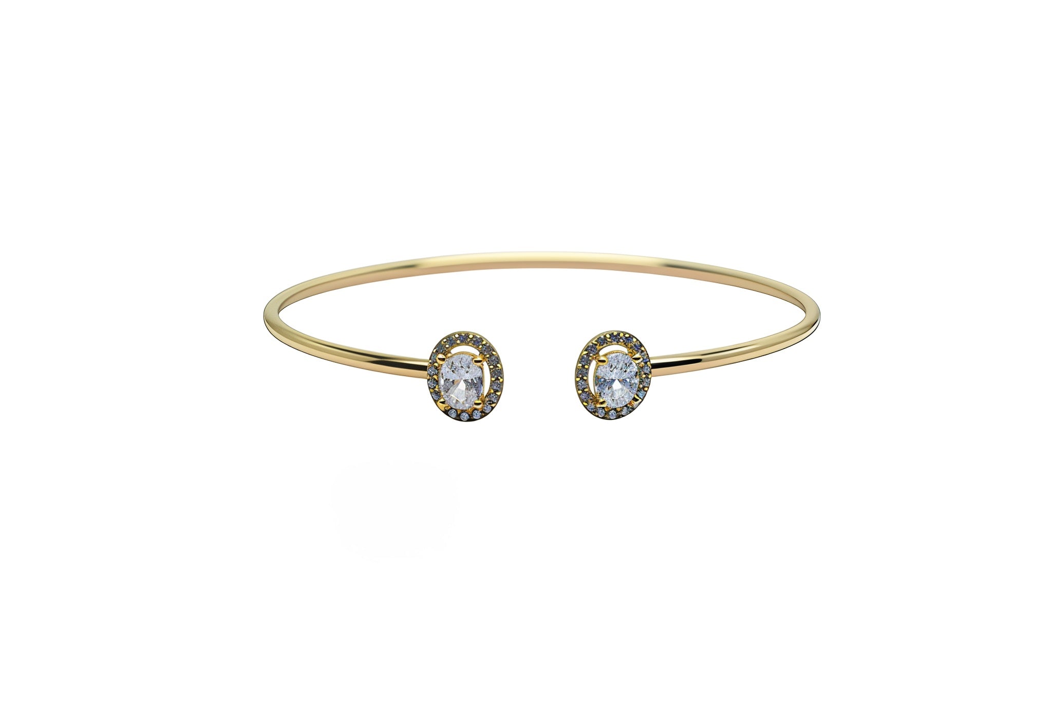 Premium Sterling Silver - Oval Stone Zircon Bangle