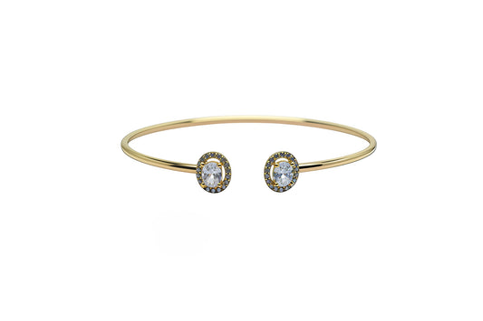 Premium Sterling Silver - Oval Stone Zircon Bangle