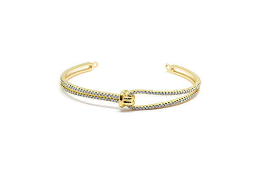 Premium Sterling Silver - Yellow Knot Adjustable Zircon Bangle