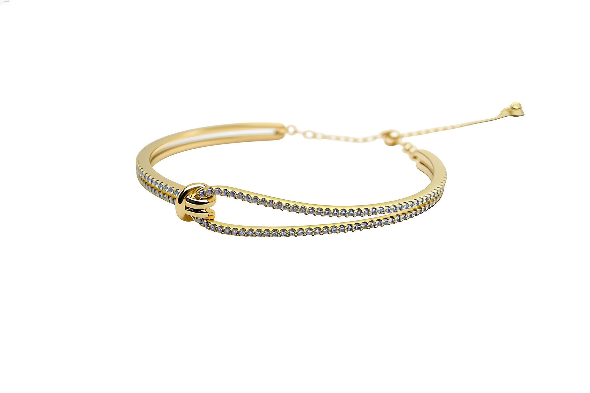 Premium Sterling Silver - Yellow Knot Adjustable Zircon Bangle
