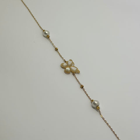 18K Yellow Gold - Pearls Butterfly Bracelet