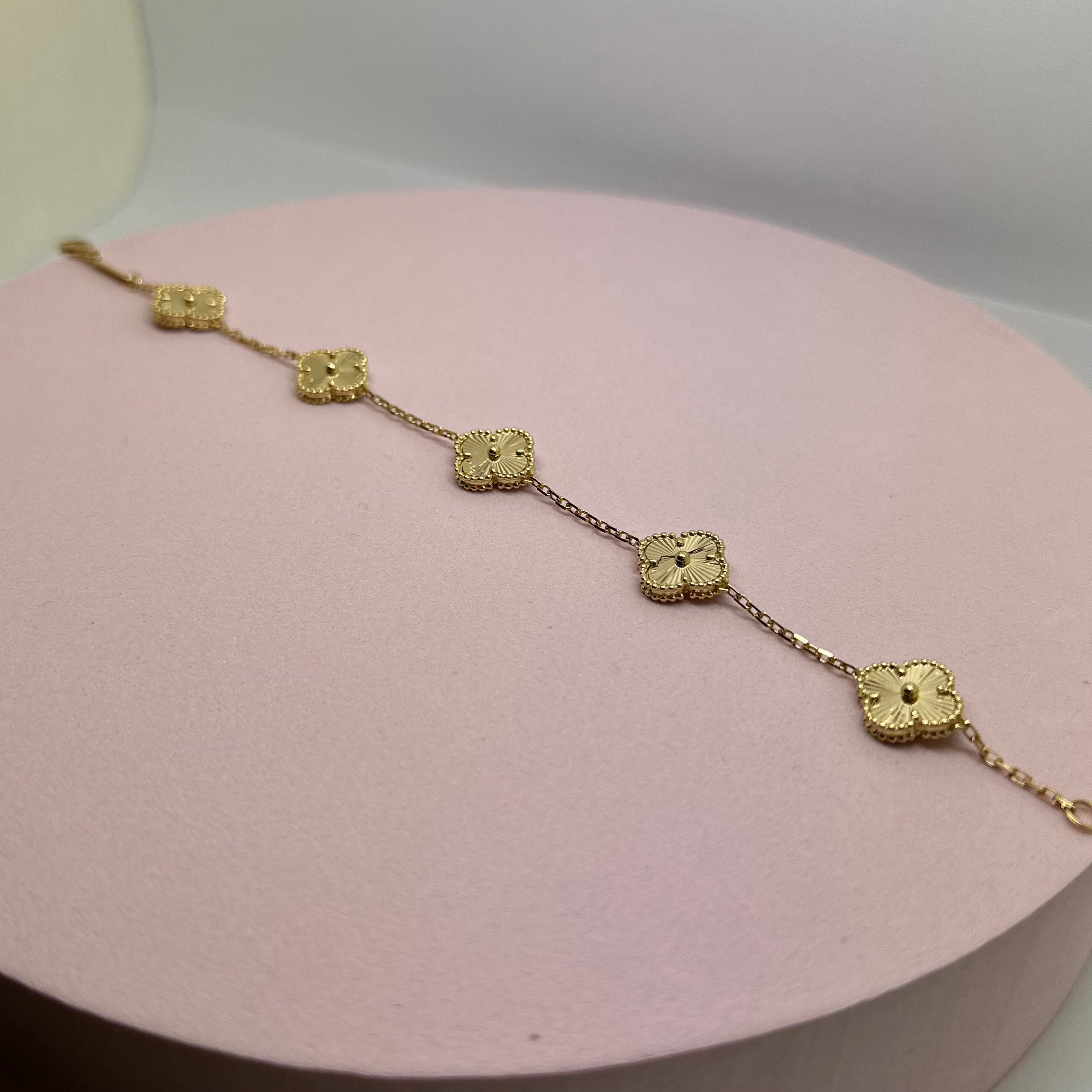 18K Yellow Gold - SJVC 12mm Sunshine 5 Flower Bracelet