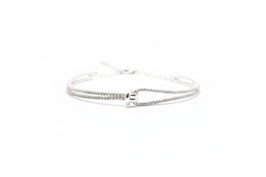 Premium Sterling Silver - Knot Adjustable Zircon Bangle