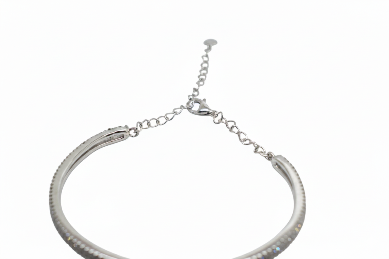 Premium Sterling Silver - Knot Adjustable Zircon Bangle