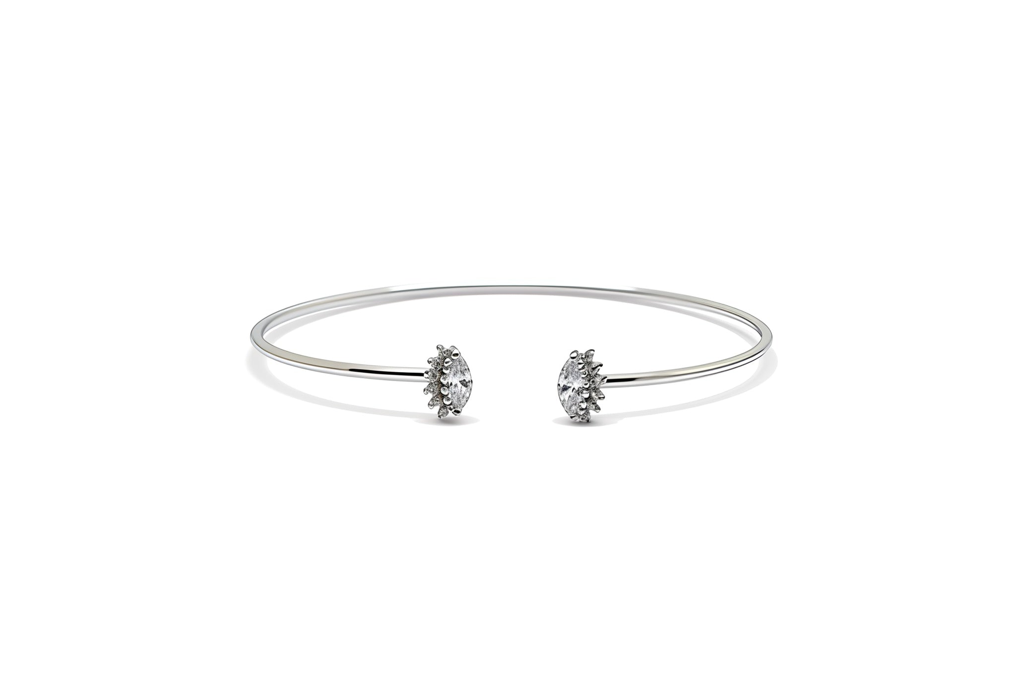 Premium Sterling Silver - Minimal Leaf Zircon Bangle