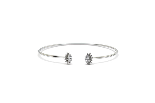 Premium Sterling Silver - Minimal Leaf Zircon Bangle