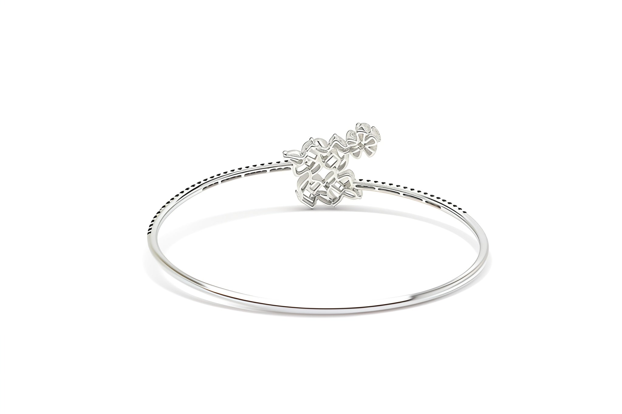 Premium Sterling Silver - Hanging Leaf Zircon Bangle