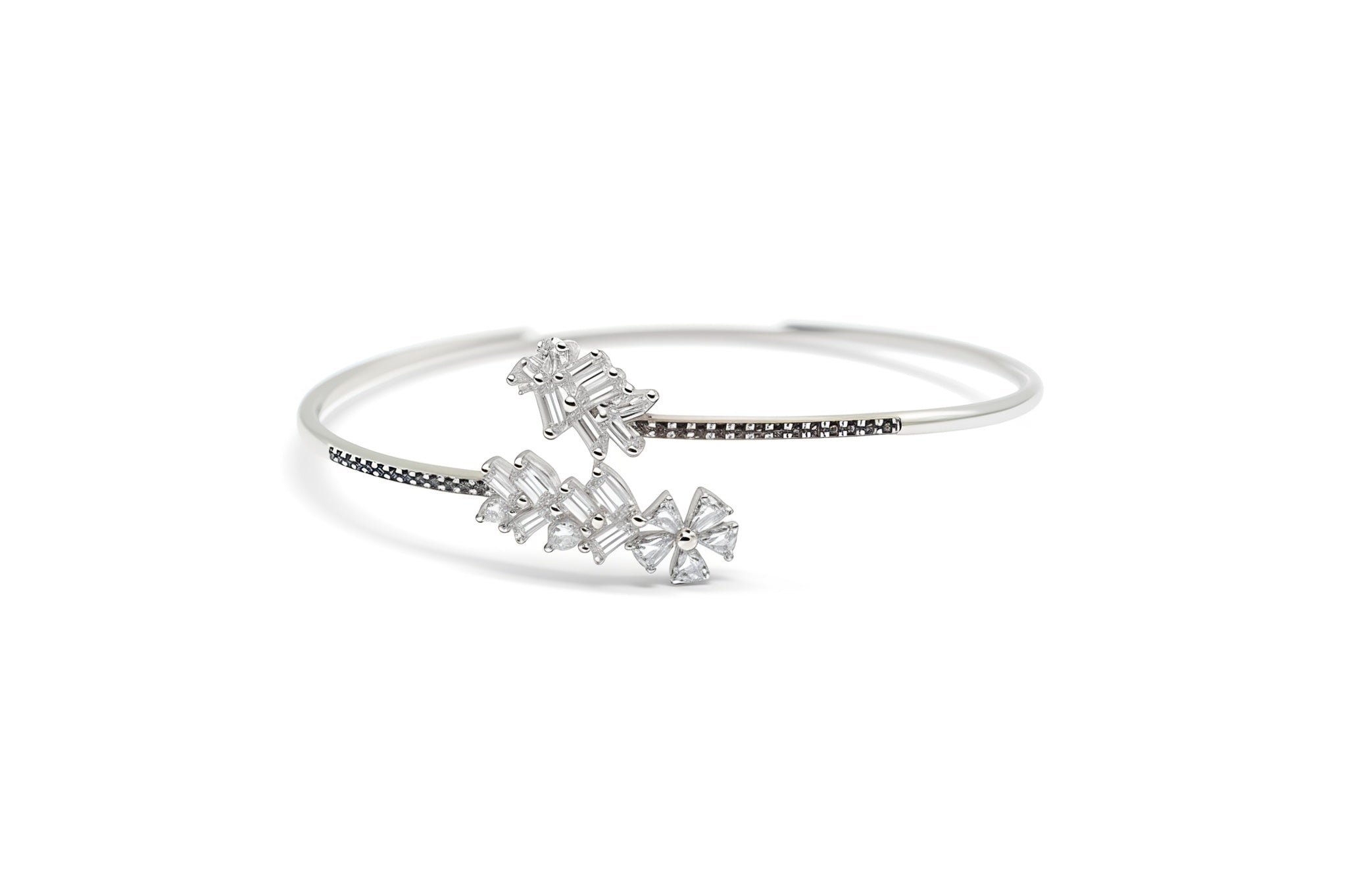 Premium Sterling Silver - Hanging Leaf Zircon Bangle