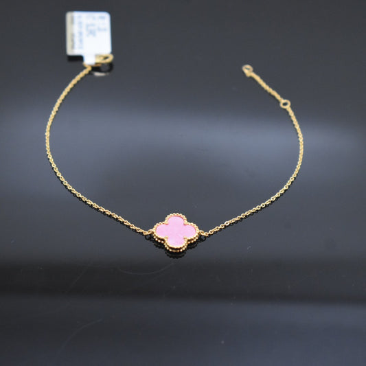 925 Sterling Silver - Yellow SJVC  Pink Flower Bracelet