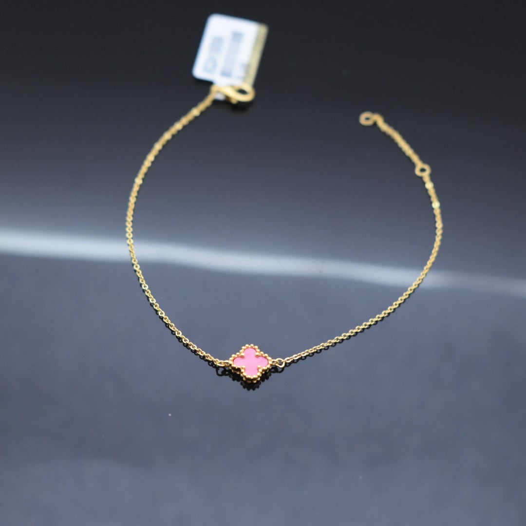 925 Sterling Silver - Yellow SJVC Pink Mini Flower Bracelet