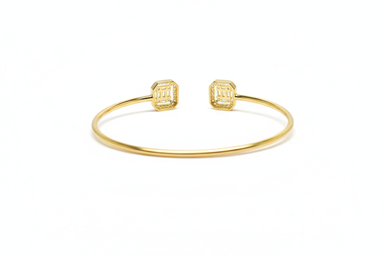 Premium Sterling Silver - Square Zircon Bangle