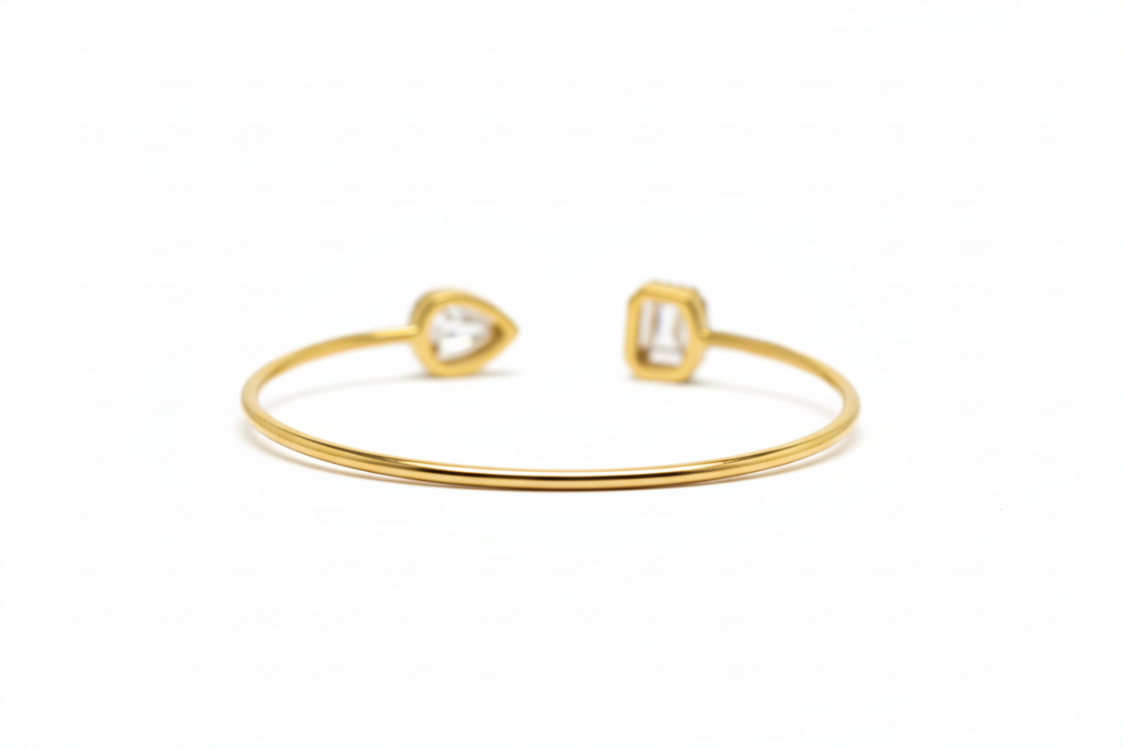 Premium Sterling Silver - Square Pear Zircon Bangle